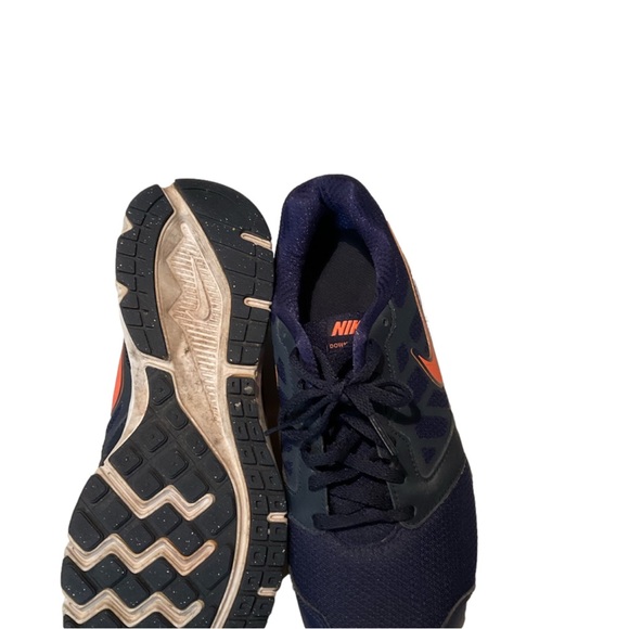 Nike Down Shifter Womens Athletic Shoe Navy Blue with orange accents. Size 9M - Picture 4 of 8